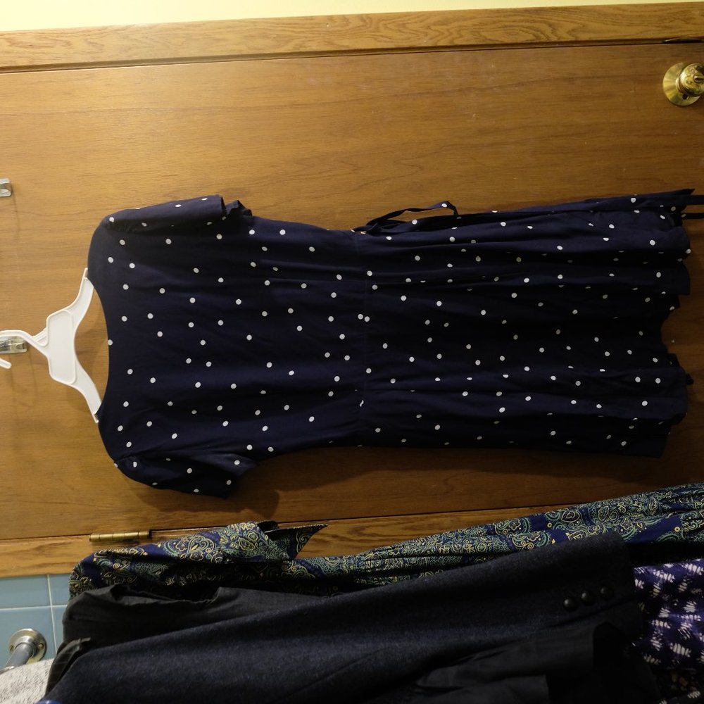 Sezane dress 34 navy polka-dot wrap silk - Picture 3 of 7